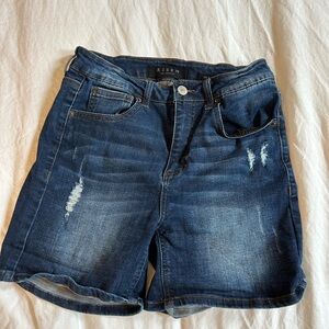 Risen Blue Distressed Jean Shorts